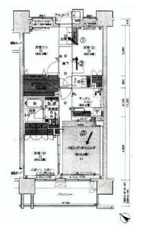 Floor plan. 3LDK, Price 72 million yen, Occupied area 70.31 sq m , Balcony area 11 sq m