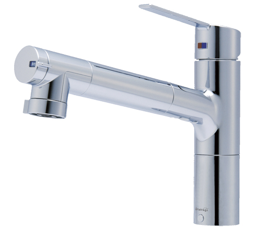 Kitchen.  [Faucets] Water purifier integrated with a built-in cartridge to the head portion. Water purification shower, It can be a four-stage switching, such as raw water. Effortlessly clean further to every corner of the sink in the flexible hose.