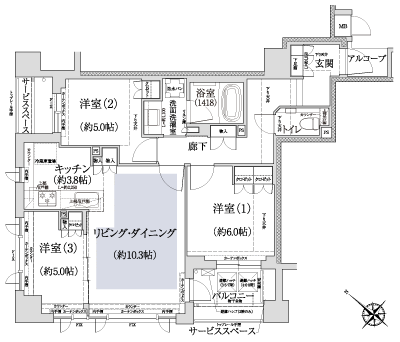 Floor: 3LDK, occupied area: 71.46 sq m, Price: 63,100,000 yen, now on sale