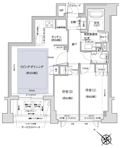 Floor: 2LDK, occupied area: 56.49 sq m, Price: 48,160,000 yen, now on sale