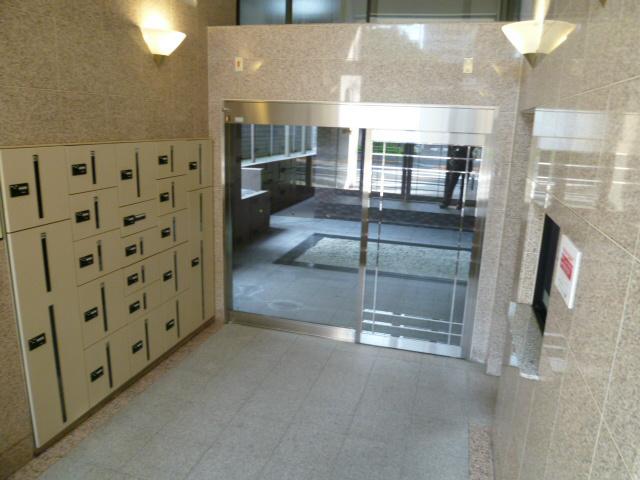 lobby. The entrance lobby, There is a home delivery box.