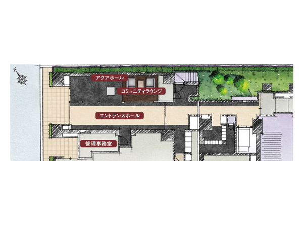 Shared facilities.  [Site layout]  ※ Those Rendering is that caused draw based on the drawings, Due to reasons of construction, shape ・ In fact a slightly different color, etc..