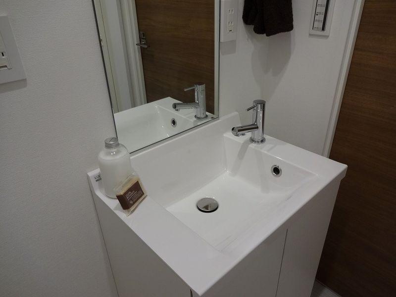 Wash basin, toilet. Bathroom vanity