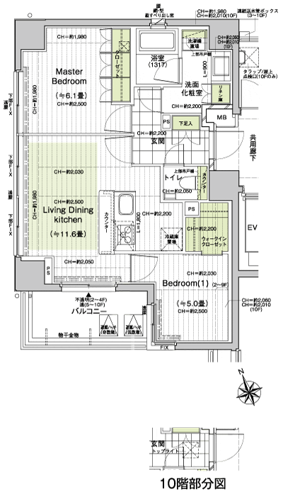 Floor: 2LDK + WIC (2 ~ 10F), the occupied area: 56.93 sq m, Price: 46,900,000 yen, now on sale