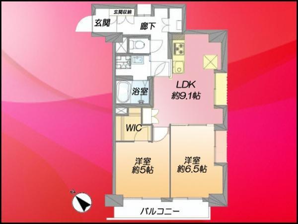 Floor plan. 2LDK, Price 28,990,000 yen, Occupied area 49.86 sq m , Balcony area 4.79 sq m