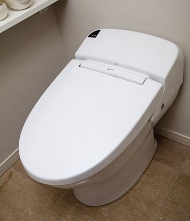 Toilet.  [Water-saving tankless toilet] Adopt a stylish tankless toilet with shower function. Wash off with a small quantity of cleaning water, Is a budget toilet in an environment-friendly ecology also to people.