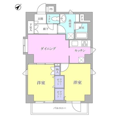 Floor plan. Southeast ・ Southwest ・ Northeastward three direction room kitchen, There is a window in the washroom