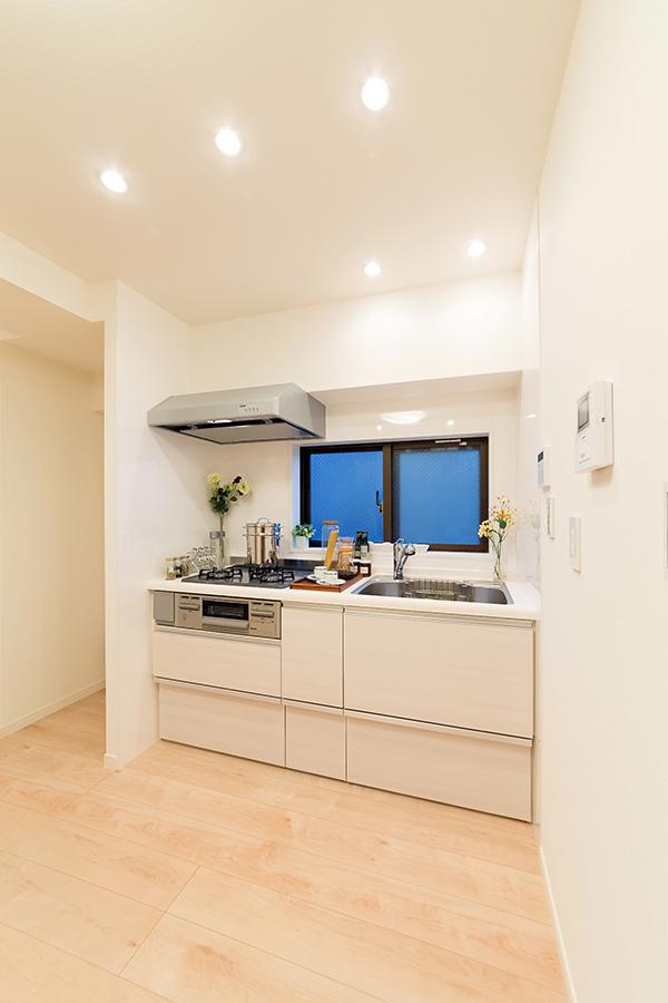 Kitchen. System kitchen is artificial marble top that feeling of luxury