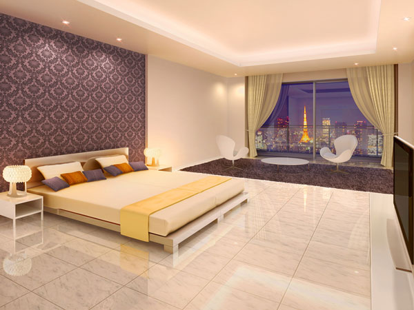 Shared facilities.  [Guest Room (38F)] Guest Room (Rendering to present a view overlooking the Tokyo to guest / The local 39th floor equivalent of view (the August 2009 shooting) which was synthesized, In fact a slightly different)