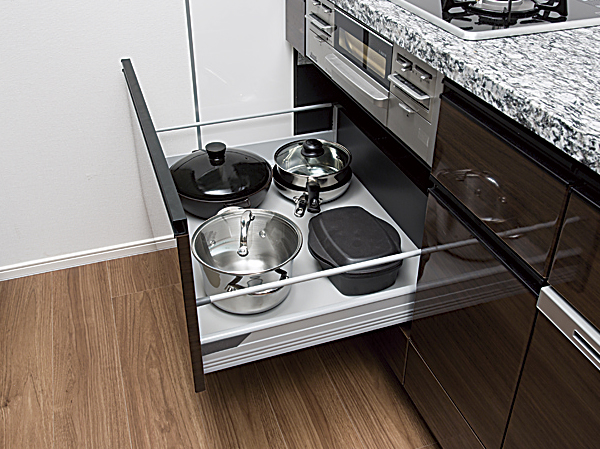 Kitchen.  [Large drawer] Also Shimae clean large pots and pans.