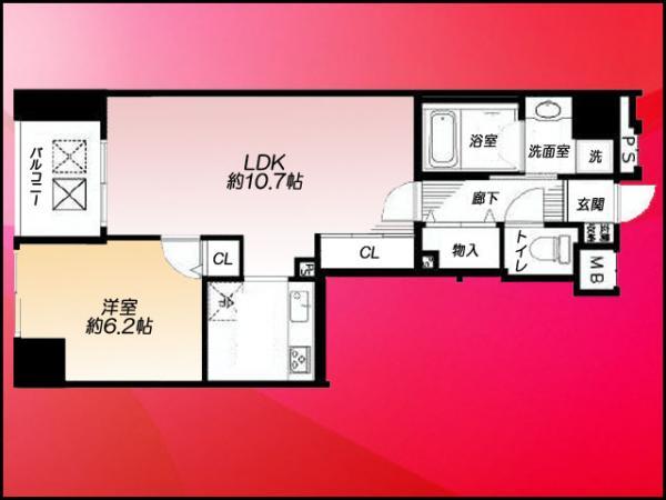 Floor plan. 1LDK, Price 32,800,000 yen, Occupied area 46.65 sq m , Balcony area 4.01 sq m