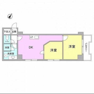 Floor plan. 2DK, Price 15.8 million yen, Occupied area 41.39 sq m , Balcony area 3.15 sq m