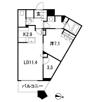 Floor: 1LDK + DEN, occupied area: 58.98 sq m, price: 42 million yen ~ 45 million yen (tentative)