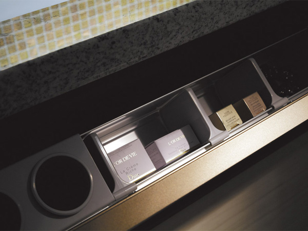 Bathing-wash room.  [Smart pocket] Adopt a smart pocket that can organize small items under the bowl. You Deki is taken out in a comfortable position. (Model Room 100A type / September 2013 shooting)