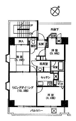 Floor plan. 3LDK, Price 42 million yen, Occupied area 63.05 sq m , Balcony area 7.94 sq m