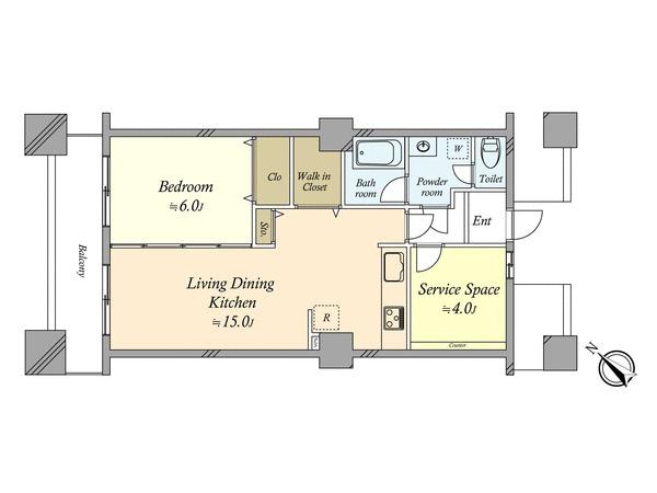 Floor plan. 2LDK, Price 44,800,000 yen, Occupied area 55.27 sq m , Balcony area 7.97 sq m