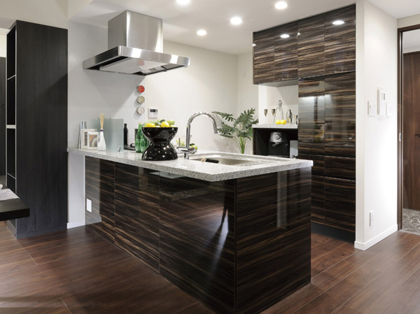 Kitchen.  [kitchen] After incorporating the functional storage space everywhere, Kitchen provided with a strong presence range hood, To full open style that overwhelming sense of openness and stylish atmosphere are compatible. Communication is likely to take even when the host and home party inviting friends, It spreads glamorous air.  ※ In the apartment gallery, Kitchen facilities can be confirmed. (The room is different from the one of this sale)