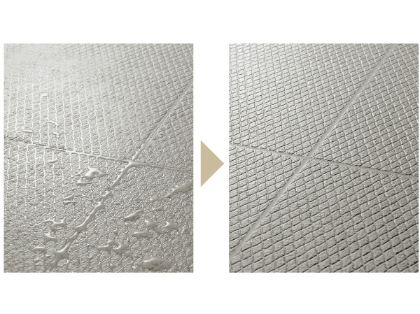 Bathing-wash room.  [Flagstone floor] Adopt a flag stone floor in the bathroom floor. It is difficult remaining water, Comfortable dry firmly in the next morning.