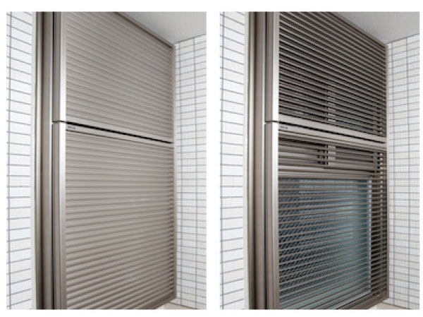 Security.  [Louver surface lattice] Installing the surface lattice with louvers in the window of the living room facing the outside corridor. Light and wind can be ensured while considering to crime prevention. (Same specifications)