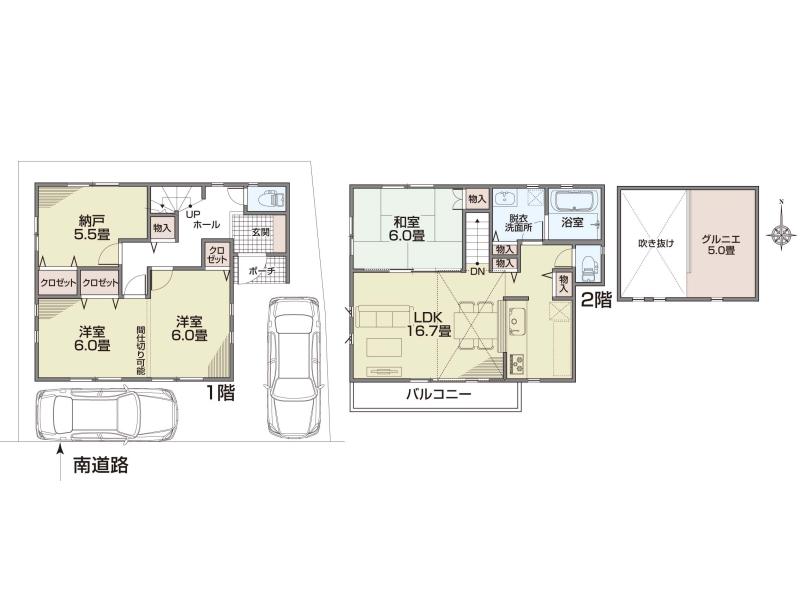 47,800,000 yen, 3LDK + S (storeroom), Land area 91.25 sq m , Building area 93.98 sq m 2 floor of the LDK because of the water around the heck, Is Konasemasu smoothly every day of housework. Since Tsuzukiai of 6 quires of Japanese-style room is spacious space of LDK convex cry and 22.7 quires, You will be able to watch in peace, such as nap of children. 