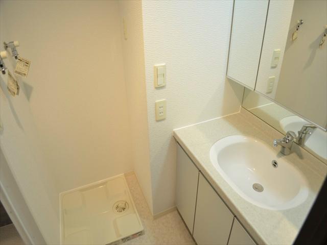 Wash basin, toilet. Washroom