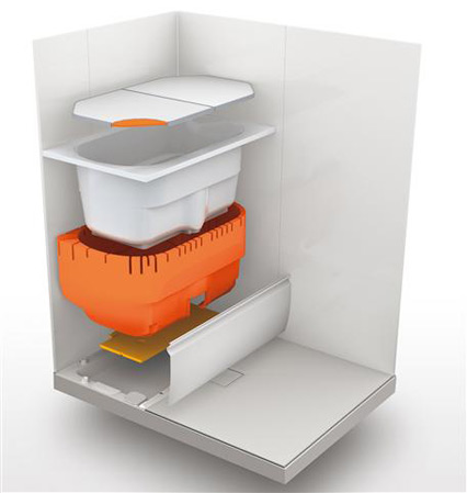 Bathing-wash room.  [Thermos bathtub] Adopted to realize the excellent heat insulation performance by the thermal insulation structure "thermos bathtub". Once you have the lid to the tub, Because it does not escape the warm like a thermos, Even after 6 hours, This bath can be economic without reheating the following people. Also, Tub edge is firmly with the hand, Grasped safe design. Also incorporate universal design. (Conceptual diagram)