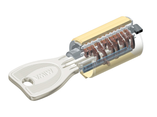 Security.  [PR (progressive) cylinder key] Adopt a "PR cylinder" of valid dimple key type in picking measures to the front door lock. The key difference between the number of theoretical There are over ways 100 billion. Also high processing accuracy is required, Replicate the cross-sectional shape of the key is for the proprietary specification is extremely difficult. further, Exert a high security performance even for bar attack equipped with a sickle dead bolt, More will further enhance the security effect. Also, Since the direction in which the plug of the key is free, Opening and closing of the key can be done smoothly.