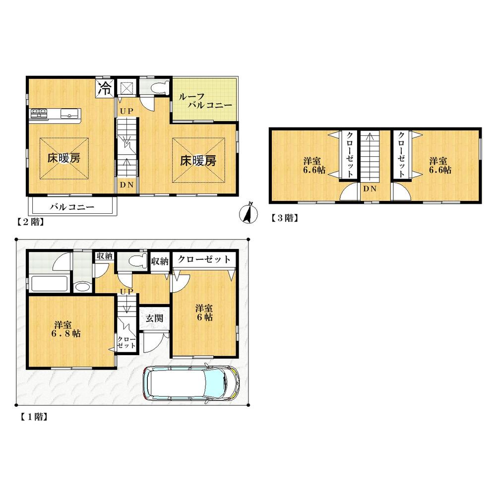 Floor plan. 41,800,000 yen, 4LDK, Land area 80 sq m , Building area 110.16 sq m ■ Floor Plan ● floor heating hot water with a living