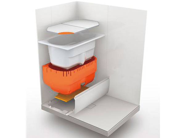 Bathing-wash room.  [Thermos bathtub] With a double insulation structure, Temperature decrease after four hours is only about 2.5 ℃. It will also be the energy saving.  ※ Will be the performance of the If you are closing the lid. (Conceptual diagram)