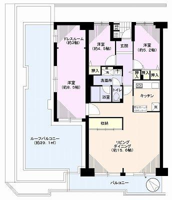 Floor plan. 3LDK, Price 37,800,000 yen, Occupied area 89.81 sq m , Balcony area 9.9 sq m