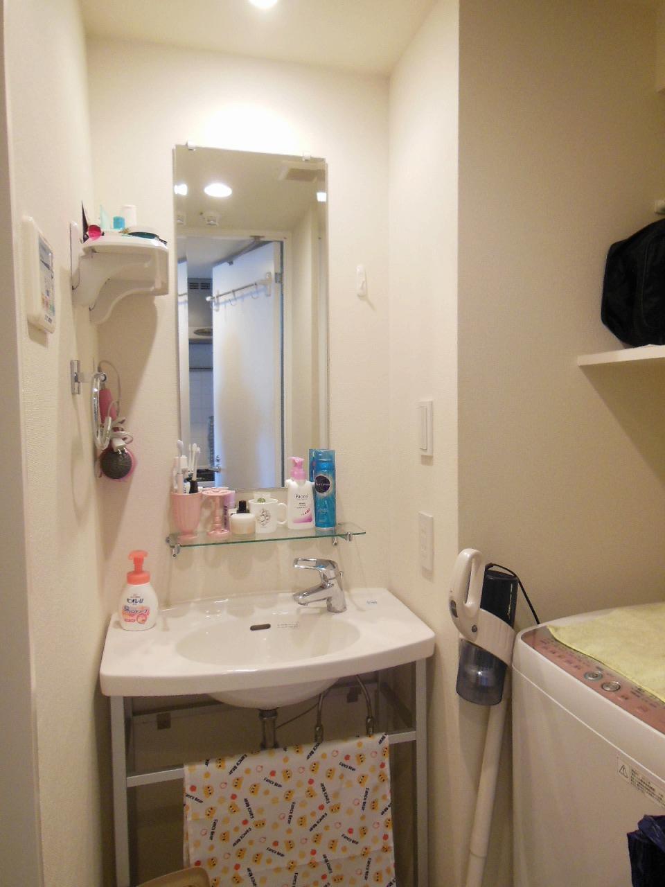 Wash basin, toilet. Bathroom vanity