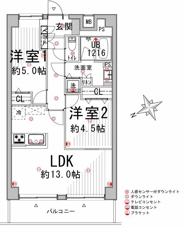Floor plan. 2LDK, Price 24,900,000 yen, Occupied area 53.76 sq m , Balcony area 7.84 sq m Pets breeding