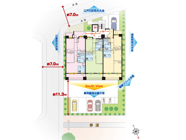 Buildings and facilities. Further enhance the sense of openness of the location, By producing a more comfortable life, House is close to the more ideal. there, "ventilation ・ Lighting "," room ・ Pursue the improvement of comfort in the heart the sense of openness, "" privacy ". Proprietary part ・ Including the common areas, We designed and planning the house in total.  ※ Conceptual diagram