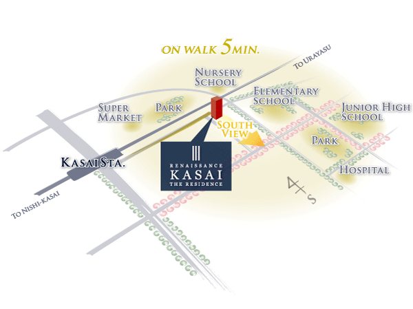 Surrounding environment. primary school ・ A 1-minute walk from the nursery school, It is fully equipped friendly environment in child-rearing and a 4-minute walk from the junior high school.  ※ Conceptual diagram
