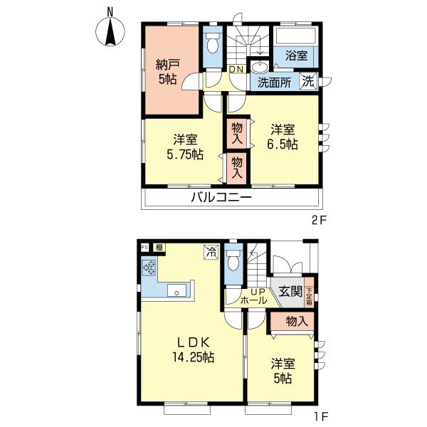 Floor plan. 43,800,000 yen, 3LDK+S, Land area 86.74 sq m , Building area 84.46 sq m