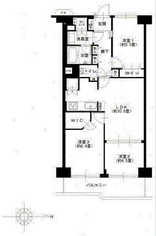 Floor plan. 3LDK, Price 25,400,000 yen, Footprint 61.6 sq m , Balcony area 7.6 sq m