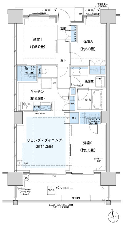 Floor: 3LDK + 2WIC, the area occupied: 70.1 sq m, Price: 36,680,000 yen, now on sale