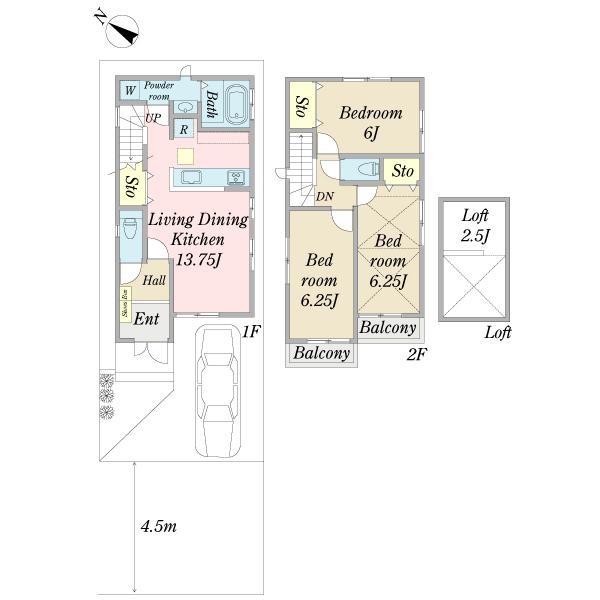 Compartment figure. Land price 36 million yen, Land area 80.9 sq m building reference plan