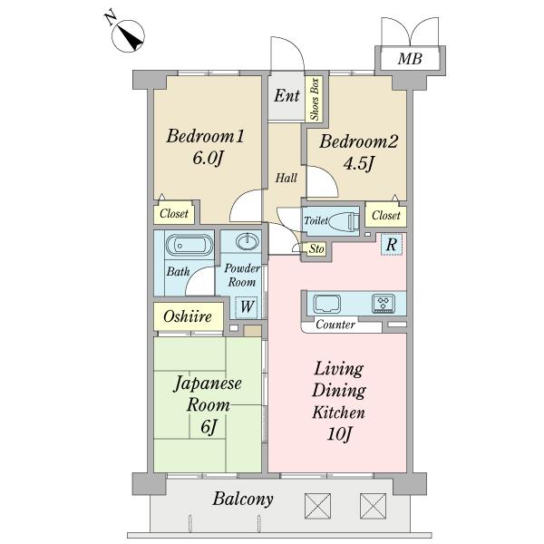 Floor plan. 3LDK, Price 20 million yen, Footprint 61 sq m , Balcony area 9.15 sq m