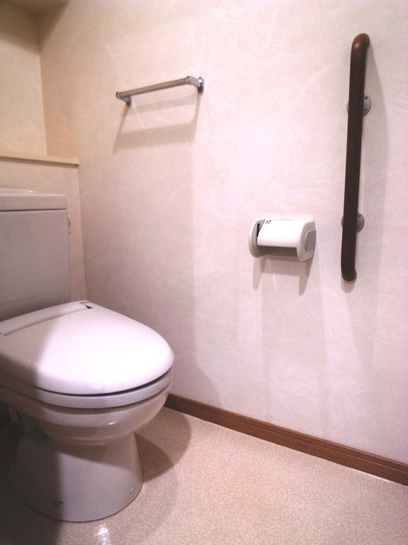 Toilet. With handrail