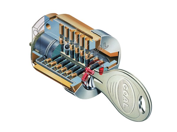 Security.  [Dimple cylinder key] Excellent in crime prevention, Effective as picking measures. Operation in the insertion direction free reversible because the dark is also very smooth. (Conceptual diagram)