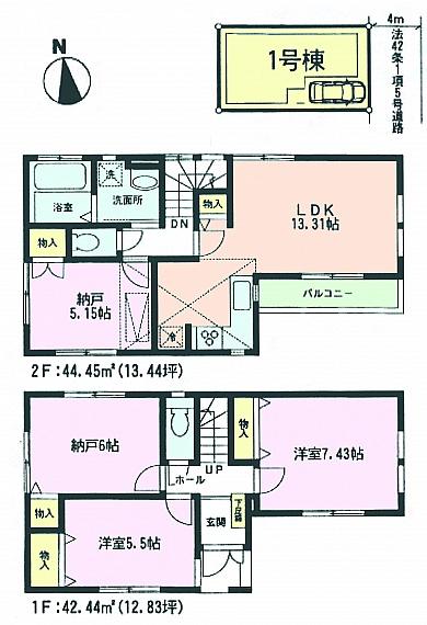 Floor plan. 38,800,000 yen, 2LDK+2S, Land area 74.2 sq m , Building area 86.89 sq m floor plan