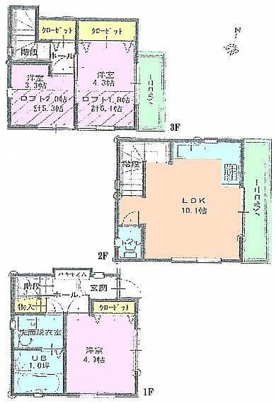 Floor plan. 29,800,000 yen, 3LDK, Land area 34.9 sq m , Building area 60.31 sq m Floor