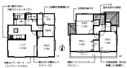 Floor plan. 37,800,000 yen, 4LDK, Land area 83.92 sq m , Building area 83.63 sq m