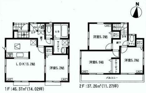 Floor plan. 37,800,000 yen, 4LDK, Land area 83.92 sq m , Building area 83.63 sq m 1 January completed
