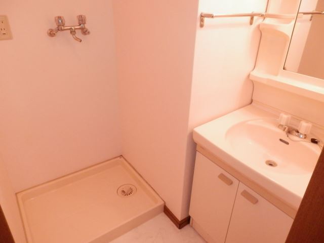 Washroom. Washing machine in the room