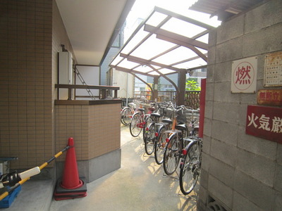 Parking lot. On-site bicycle shelter