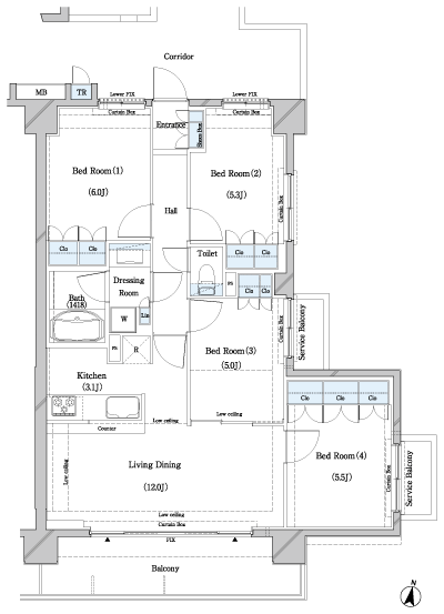 Floor: 4LDK + TR, the occupied area: 78.56 sq m