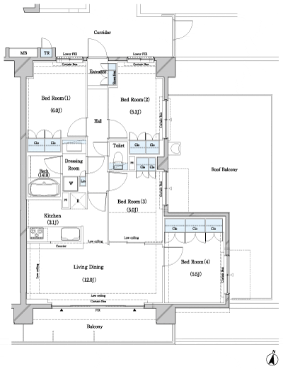 Floor: 4LDK + TR, the occupied area: 78.56 sq m