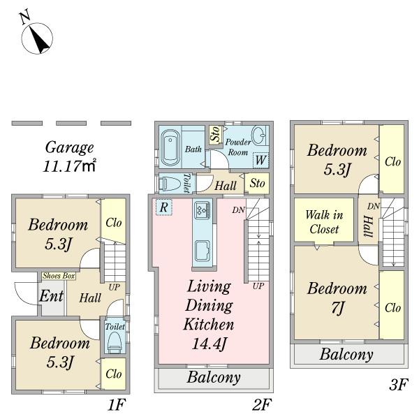 Floor plan. 41,800,000 yen, 4LDK, Land area 64.28 sq m , Building area 110.93 sq m